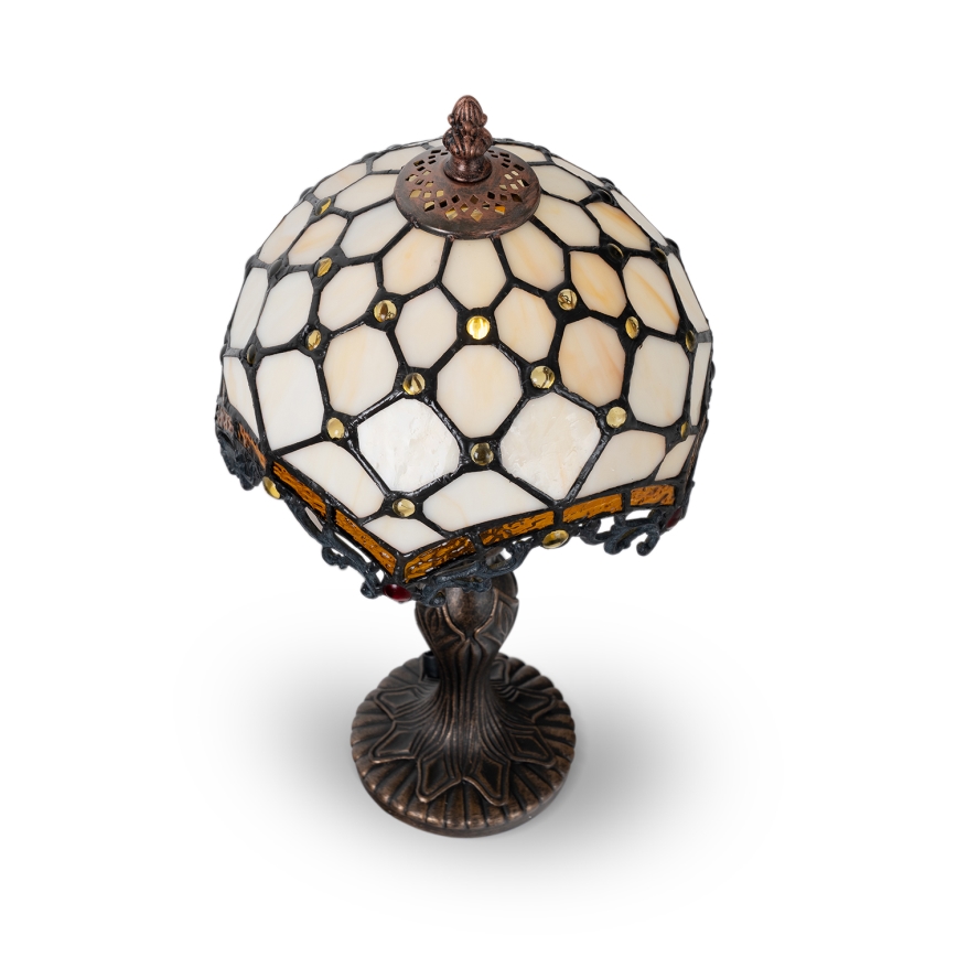 Brilagi - Witrażowa lampa stołowa Tiffany, kolor kość słoniowa, 1xE27/60W/230V