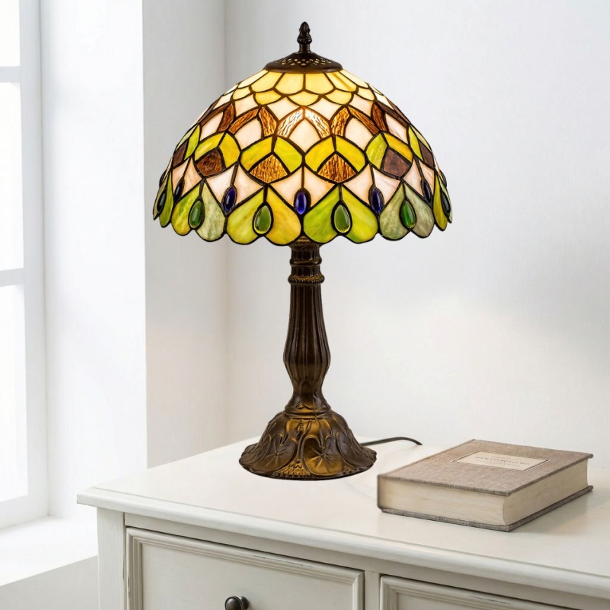 Brilagi - witrażowa lampa stołowa Tiffany MARGARET 1xE27/40W/230V