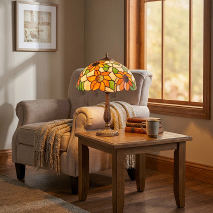Brilagi - Witrażowa lampa stołowa Tiffany SUNFLOWER 2xE27/60W/230V