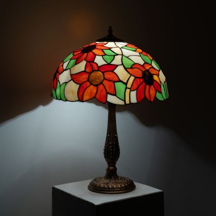 Brilagi - Witrażowa lampa stołowa Tiffany SUNFLOWER 2xE27/60W/230V