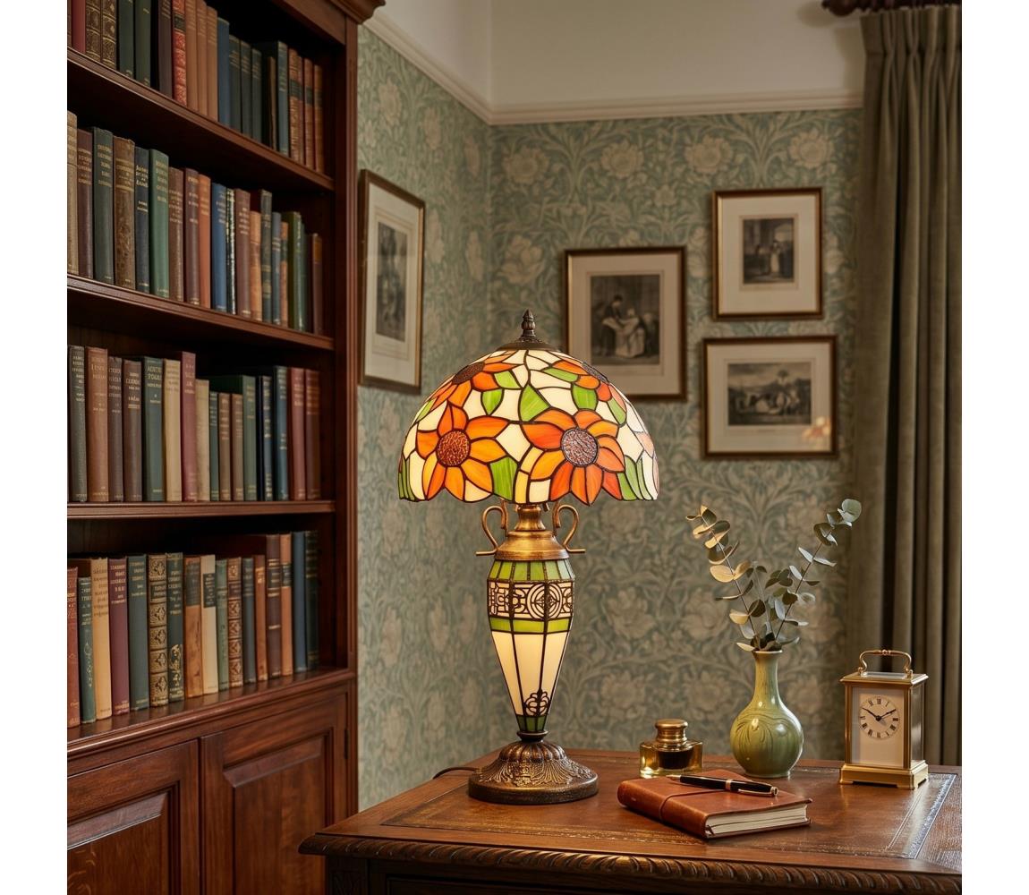 Brilagi - Witrażowa lampa stołowa Tiffany SUNFLOWER 1xE27/60W/230V + 1xE14/40W