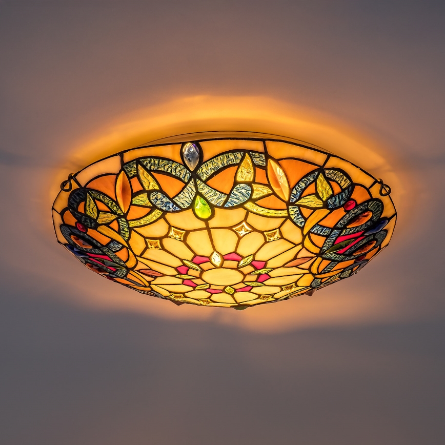 Brilagi - witrażowa lampa sufitowa Tiffany LUISA 2xE27/60W/230V śr. 40 cm
