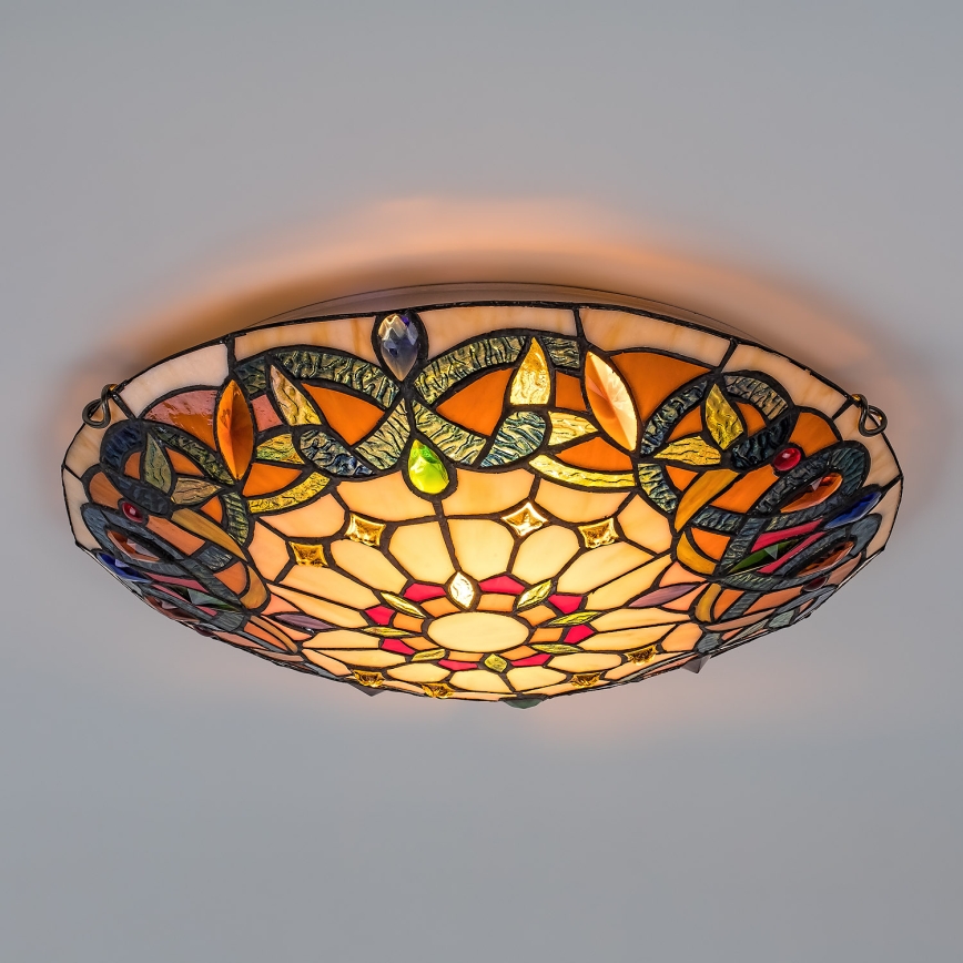 Brilagi - witrażowa lampa sufitowa Tiffany LUISA 2xE27/60W/230V śr. 40 cm