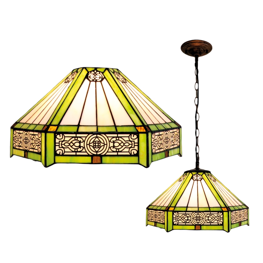 BRILAGI - witrażowy żyrandol Tiffany na łańcuchu EMERALD 1xE27/60W/230V Ø 40 cm