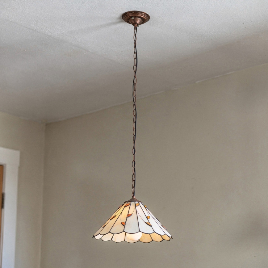 Brilagi - Witrażowy żyrandol Tiffany na łańcuchu FOLIA 1xE27/60W/230V, śr. 40 cm