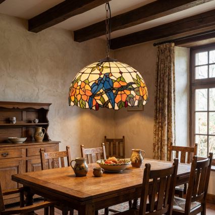 Brilagi - Witrażowy żyrandol Tiffany na łańcuchu JUNGLE 1xE27/60W/230V śr. 40 cm