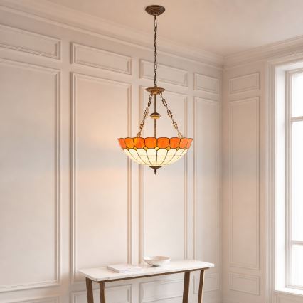 Brilagi - Witrażowy żyrandol Tiffany na łańcuchu SIENNA 3xE27/60W/230V śr. 50 cm