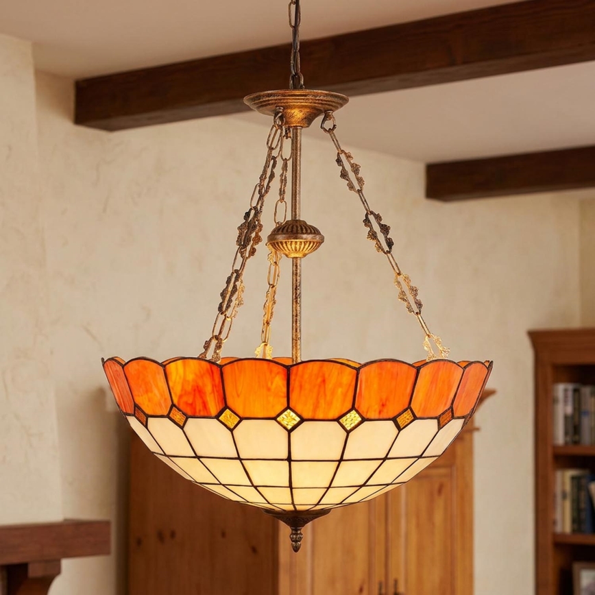 Brilagi - Witrażowy żyrandol Tiffany na łańcuchu SIENNA 3xE27/60W/230V śr. 50 cm