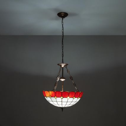 Brilagi - Witrażowy żyrandol Tiffany na łańcuchu SIENNA 3xE27/60W/230V śr. 50 cm