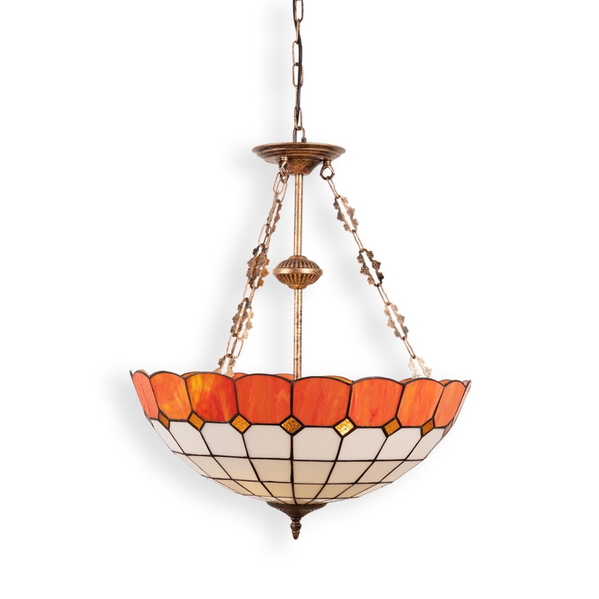 Brilagi - Witrażowy żyrandol Tiffany na łańcuchu SIENNA 3xE27/60W/230V śr. 50 cm