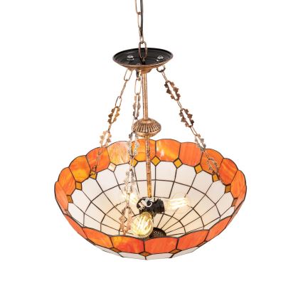 Brilagi - Witrażowy żyrandol Tiffany na łańcuchu SIENNA 3xE27/60W/230V śr. 50 cm