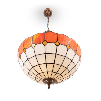 Brilagi - Witrażowy żyrandol Tiffany na łańcuchu SIENNA 3xE27/60W/230V śr. 50 cm