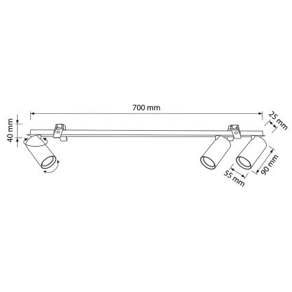 Brilagi - Wpuszczana oprawa sufitowa SELE 3xGU10/30W/230V biała