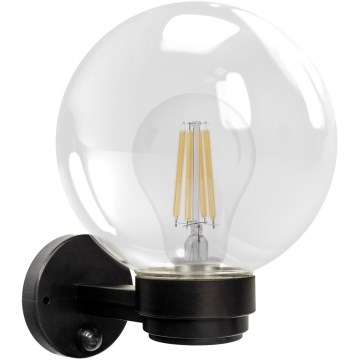 Brilagi - Zewnętrzna lampa ścienna z czujnikiem ruchu HARBOR 1xE27/40W/230V IP33 czarna/przezroczysta
