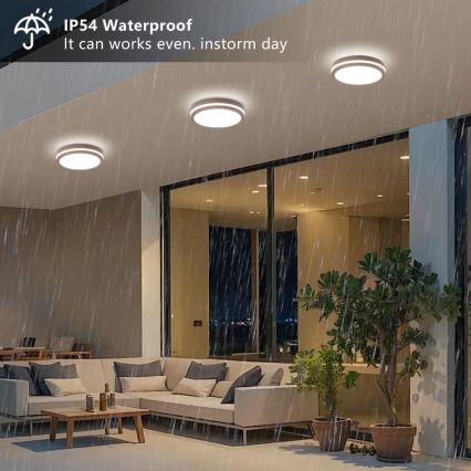 Brilagi - Zewnętrzna lampa sufitowa BENE LED/24W/230V śr. 26 cm brązowa IP54