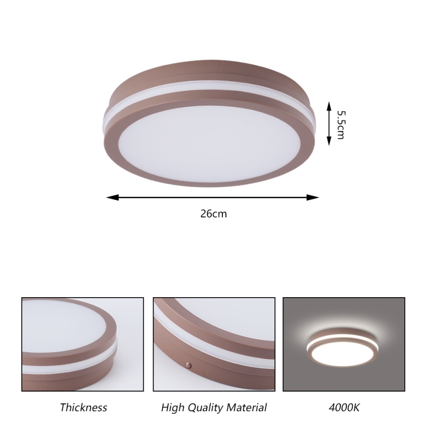 Brilagi - Zewnętrzna lampa sufitowa BENE LED/24W/230V śr. 26 cm brązowa IP54