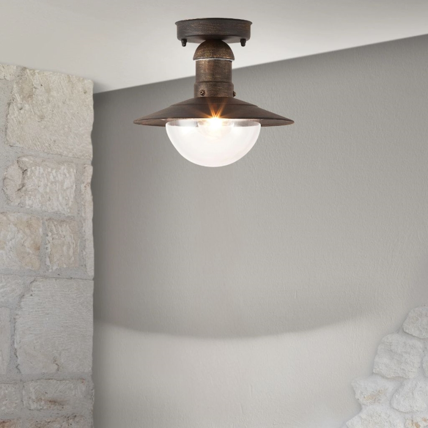 Brilagi - Zewnętrzna lampa sufitowa MOLDE 1xE27/60W IP44 brązowa/patina