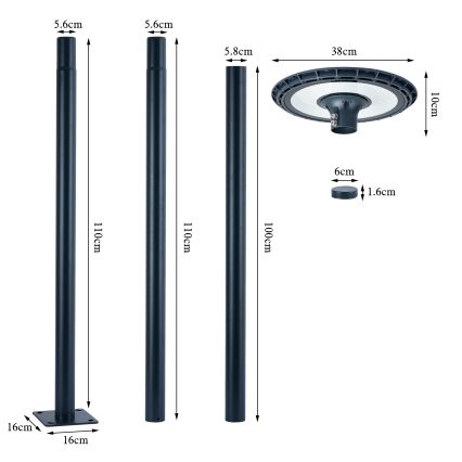 Brilagi - Zewnętrzna lampa uliczna LED URBANSPARK LED/120W/230V antracyt IP65
