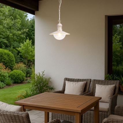 Brilagi - Zewnętrzna lampa wisząca MOLDE 1xE27/60W IP44 biała/patyna