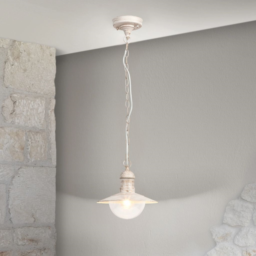 Brilagi - Zewnętrzna lampa wisząca MOLDE 1xE27/60W IP44 biała/patyna