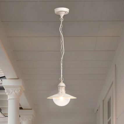 Brilagi - Zewnętrzna lampa wisząca MOLDE 1xE27/60W IP44 biała/patyna