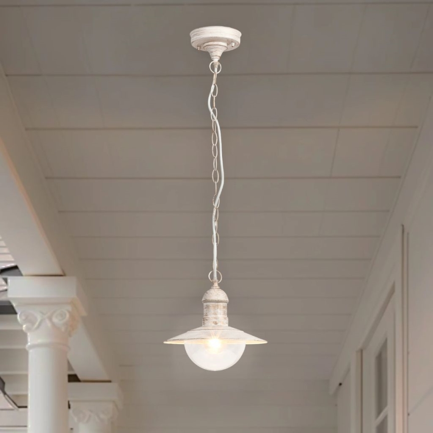 Brilagi - Zewnętrzna lampa wisząca MOLDE 1xE27/60W IP44 biała/patyna