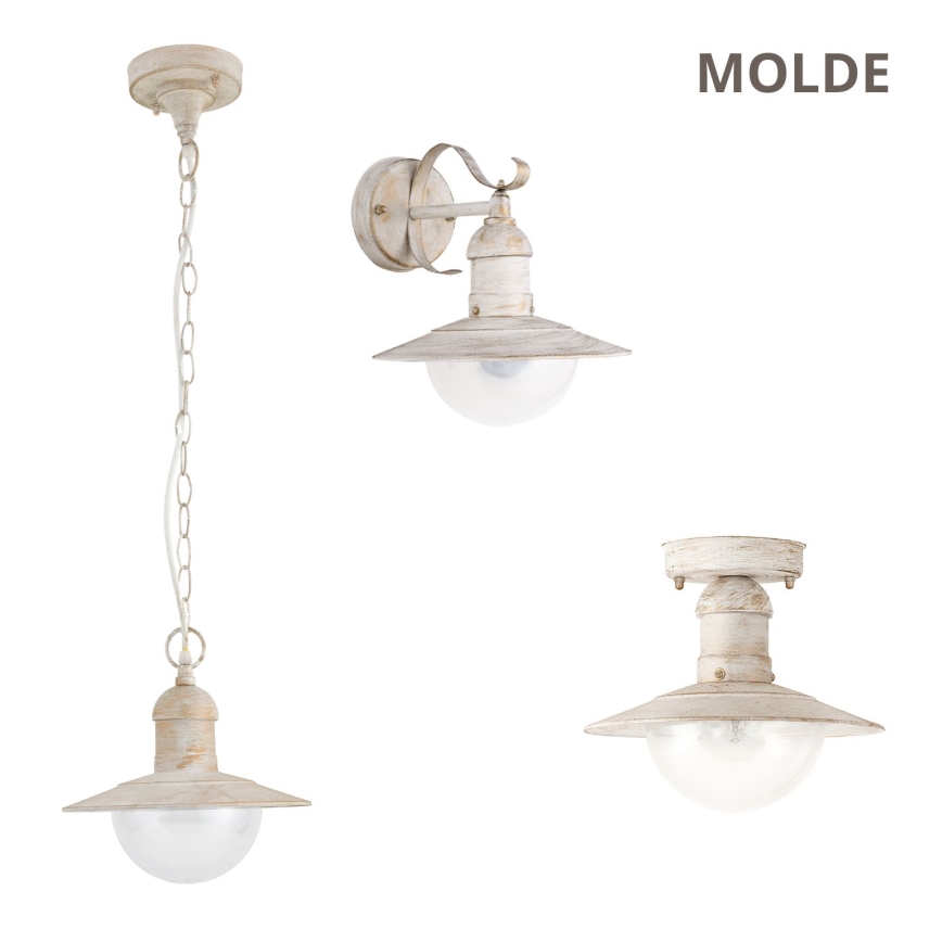 Brilagi - Zewnętrzna lampa wisząca MOLDE 1xE27/60W IP44 biała/patyna