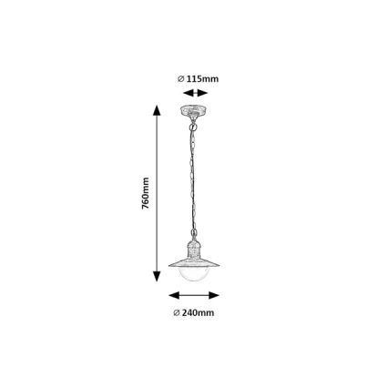 Brilagi - Zewnętrzna lampa wisząca MOLDE 1xE27/60W IP44 brązowa/patina