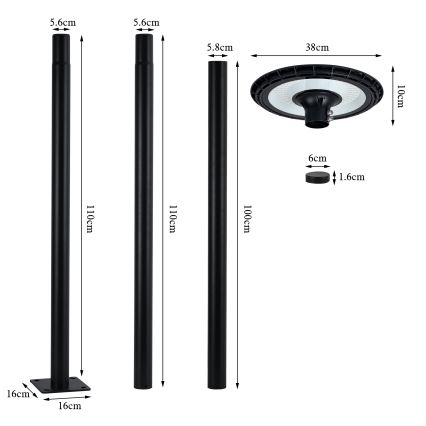 Brilagi - Zewnętrzna latarnia uliczna LED URBANSPARK LED/120W/230V czarna IP65