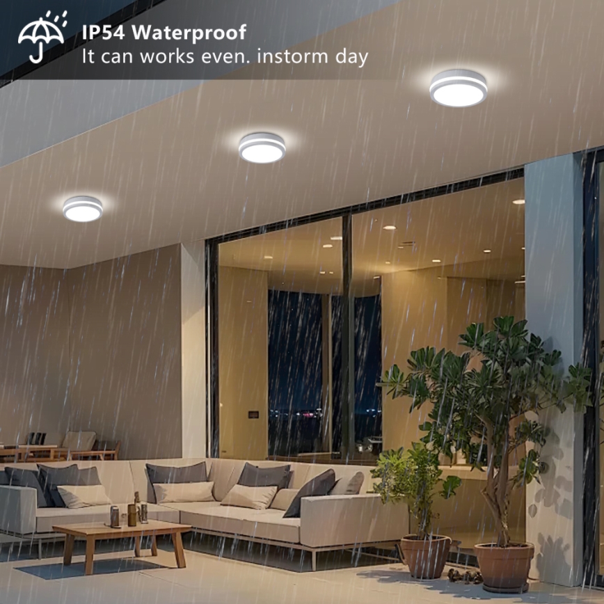 Brilagi - LED zewnętrzny plafon z czujnikiem BENE LED/18W/230V śr. 21,5 cm biały IP54