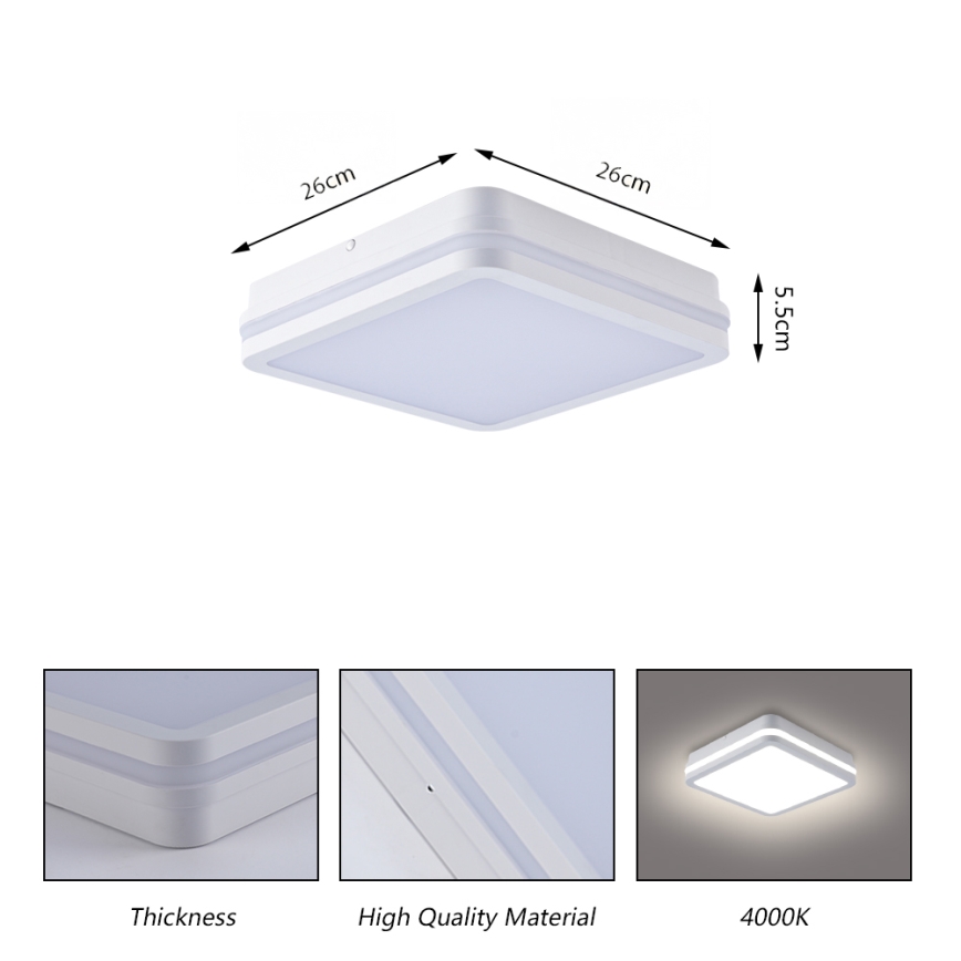 Brilagi - Zewnętrzna oprawa LED z czujnikiem BENE LED/24W/230V 26x26 cm biała IP54