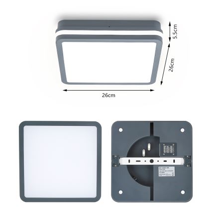 Brilagi - Oprawa zewnętrzna LED z czujnikiem ruchu BENE LED/24W/230V 26x26 cm antracyt IP54