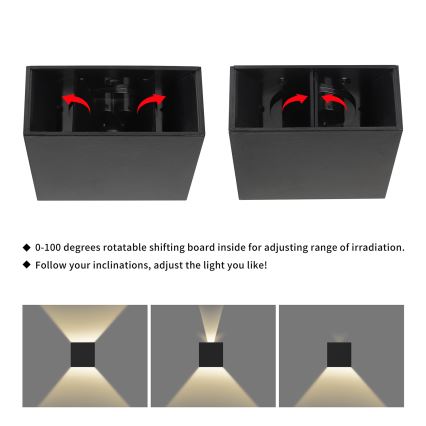 Brilagi - Zewnętrzna oprawa ścienna DOUBLERAY LED/4W/230V czarna IP65