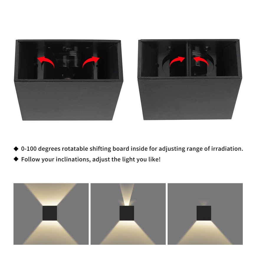 Brilagi - Zewnętrzna oprawa ścienna DOUBLERAY LED/4W/230V czarna IP65