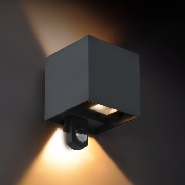 Brilagi - Zewnętrzna oprawa ścienna LED z czujnikiem CUBE LED/6W/230V antracyt IP65