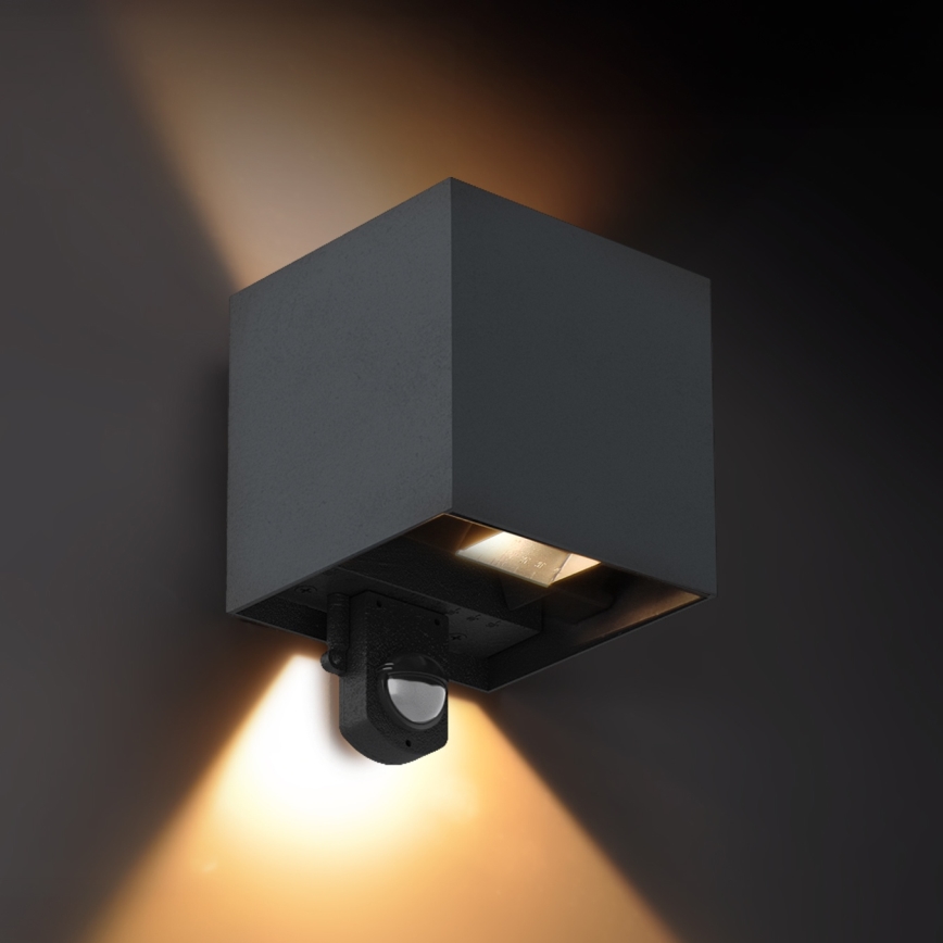 Brilagi - Zewnętrzna oprawa ścienna LED z czujnikiem CUBE LED/6W/230V antracyt IP65