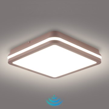 Brilagi - Zewnętrzna oprawa sufitowa LED z czujnikiem BENE LED/24W/230V 26x26 cm brązowa IP54