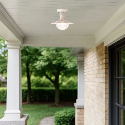 Brilagi - Zewnętrzna oprawa sufitowa MOLDE 1xE27/60W IP44 biała/patyna