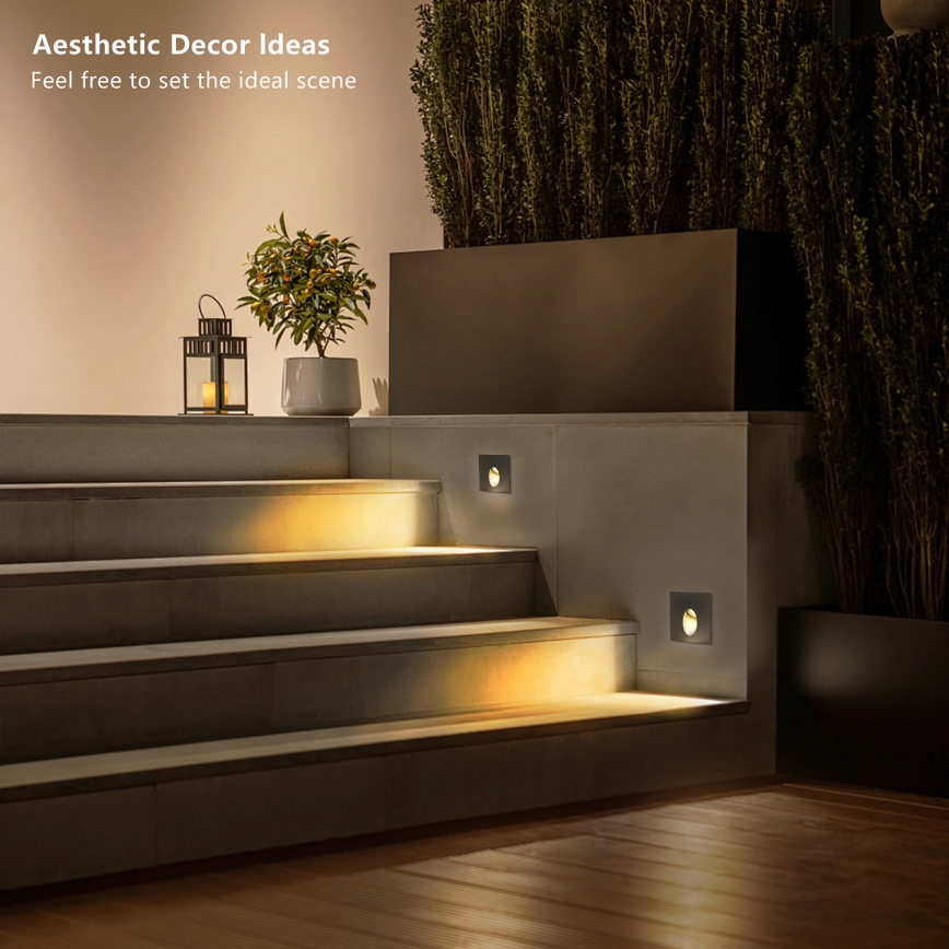 Brilagi - zewnętrzna oprawa wpuszczana LED STAIRDOT LED/2W/230V czarna IP65 kwadratowa