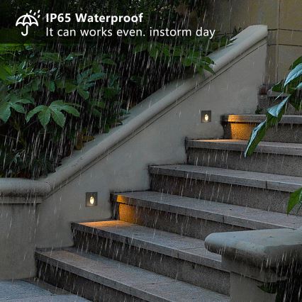 Brilagi - zewnętrzna oprawa wpuszczana LED STAIRDOT LED/2W/230V czarna IP65 kwadratowa