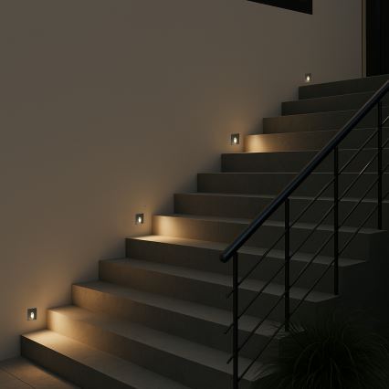 Brilagi - zewnętrzna oprawa wpuszczana LED STAIRDOT LED/2W/230V czarna IP65 kwadratowa