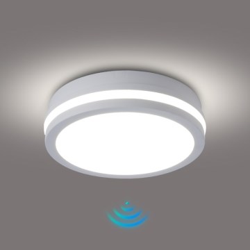 Brilagi - Zewnętrzna przysufitowa lampa LED z czujnikiem BENE LED/18W/230V Ø 21,5 cm biała IP54