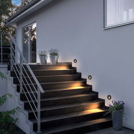 Brilagi - zewnętrzna wpuszczana oprawa LED STAIRDOT LED/2W/230V czarna IP65 okrągła