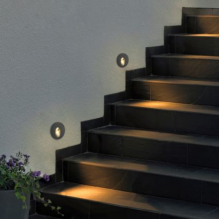 Brilagi - zewnętrzna wpuszczana oprawa LED STAIRDOT LED/2W/230V czarna IP65 okrągła