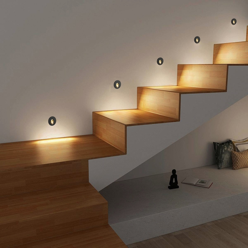 Brilagi - zewnętrzna wpuszczana oprawa LED STAIRDOT LED/2W/230V czarna IP65 okrągła