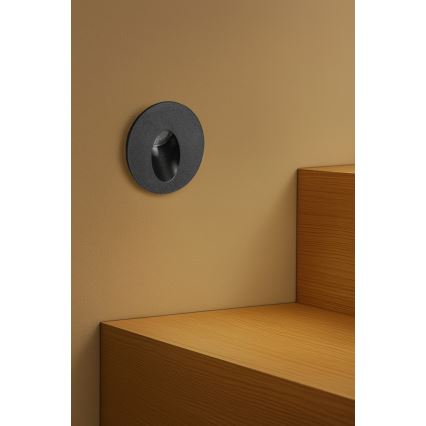 Brilagi - zewnętrzna wpuszczana oprawa LED STAIRDOT LED/2W/230V czarna IP65 okrągła