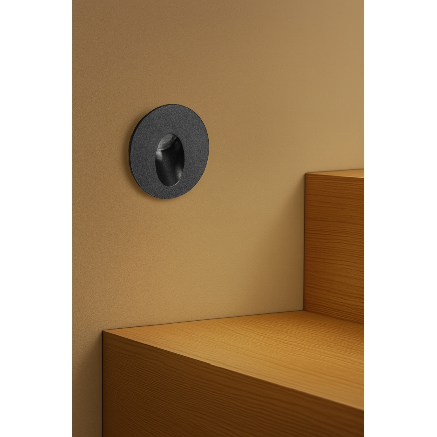 Brilagi - zewnętrzna wpuszczana oprawa LED STAIRDOT LED/2W/230V czarna IP65 okrągła