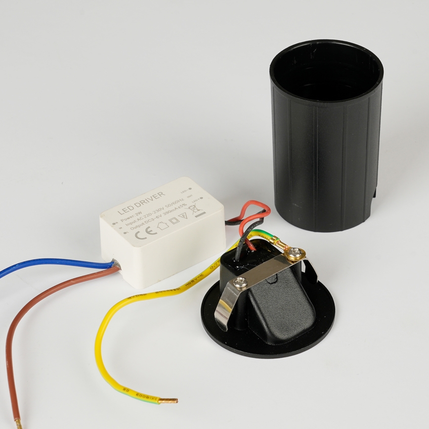 Brilagi - zewnętrzna wpuszczana oprawa LED STAIRDOT LED/2W/230V czarna IP65 okrągła