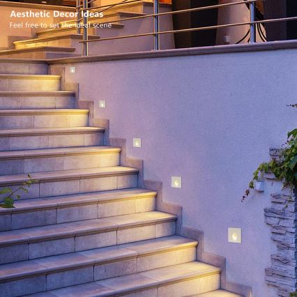 Brilagi - Zewnętrzna wpuszczana oprawa STAIRDOT LED/2W/230V, biała, IP65, kwadratowa