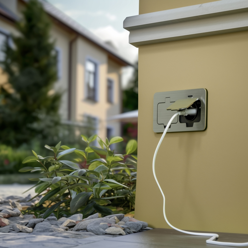 Brilagi - zewnętrzne wbudowane podłogowe gniazdo IP55 matowy chrom prostokątny